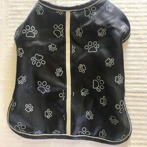 Small Thinsulate Black/Dog Paw Pet Vest W/ Adjustable Velcro Straps